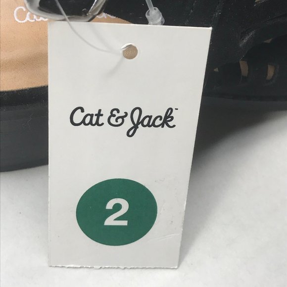 Cat And Jack Girl's Size 2 Open Toe Strap Shoes Black New With Tags - Picture 5 of 12